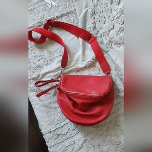 Large geuine leather bum bag/ crossbody